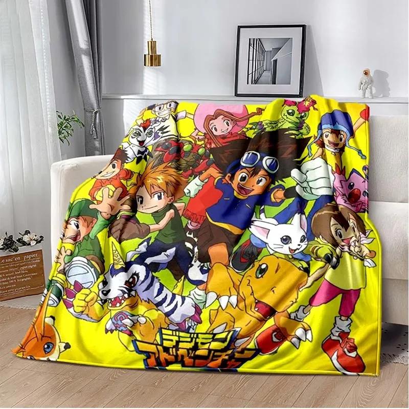 Japane Cartoon D-Digimon Throws Blanket Sofa Hiking Picnic Super Soft Quilt Bed Thermal Cute Anime Flannel Blanket Birthday Gift