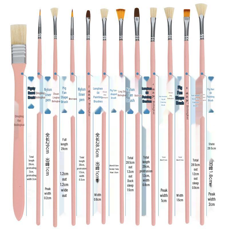 

12-Piece Watercolor and Acrylic Paintbrush Set with Wolf Hair Fan Brushes for Art Students 12 Piece Set