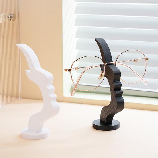 Szklany uchwyt w kształcie twarzy Abstrakcyjny stojak do ekspozycji okularów przeciwsłonecznych z boczną twarzą Organizer do przechowywania na biurko Drukowany 3D do domu, biura, sypialni, stolika nocnego, dekoracji biurka