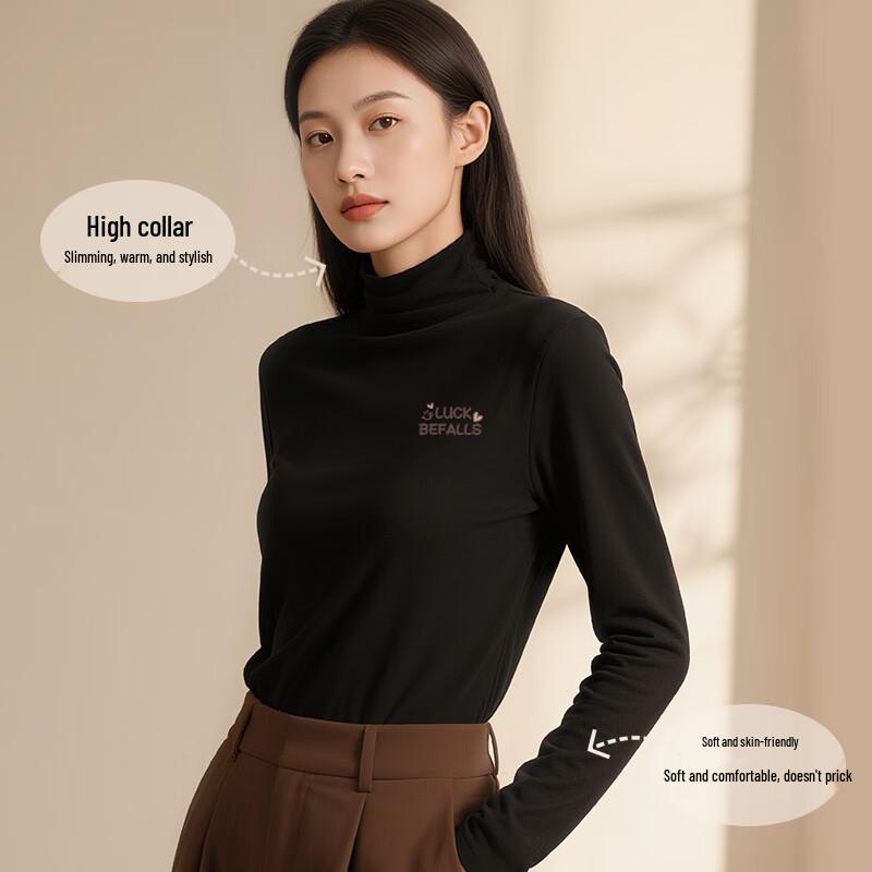 Baleno Women's Mock Neck Faux Velvet Thermal Baselayer Top