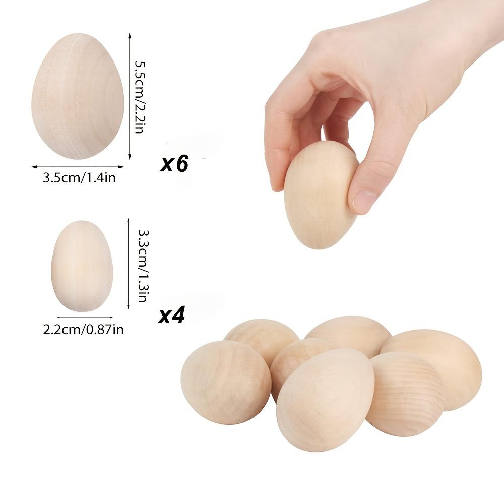 

10 Unfinished Diy Wooden Eggs, Smooth Flat Bottomed Unpainted Eggs For Crafts, Easter Decorations, And Gifts