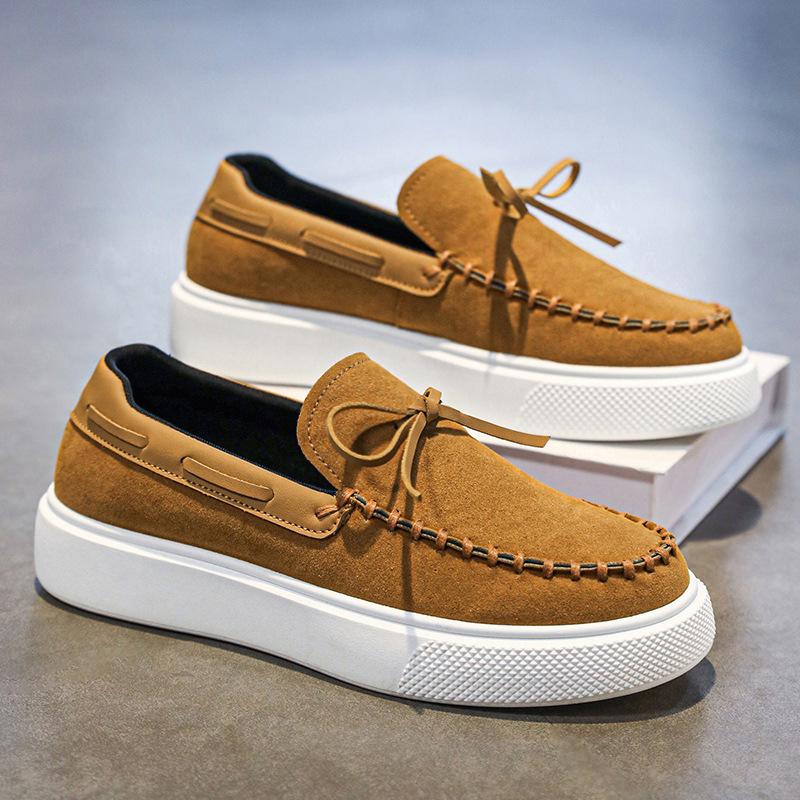 Men's shoes autumn street shooting high-end comfortable thick-soled driving high-mouth lace-up casual shoes