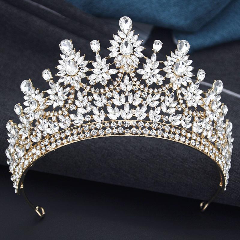 Baroque Luxury Queen Crystal AB Tiaras Crown For Bridal Women Girls Wedding Diadem Princess Party Hair Dress Jewelry