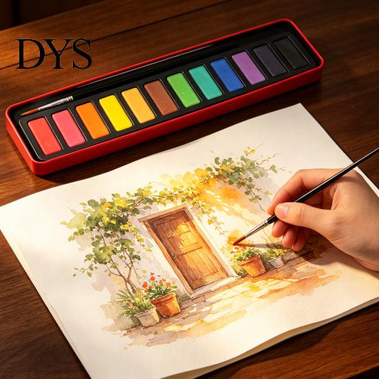 Washable Art Paint for Kids Portable Watercolor Set, Durable Solid Gouache Pigments, Fine Professional Palette Sketching Powder Supplies, Illustration