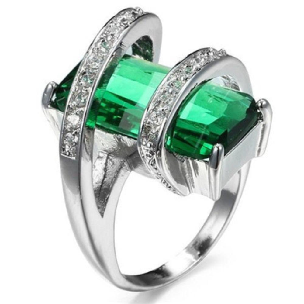 

Elegant Tourmaline Vine Ring with Zircon for Women Green Crystal Stone Jewelry no. 6