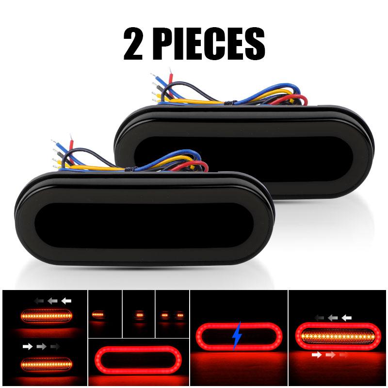 

3 in 1 LED Reversing Light 68 LED Car Tail Brake Light Halo Turn Signal Lamp Running Light For Motorcycle Truck Trailer 12V 24V 2pcs Red Yellow