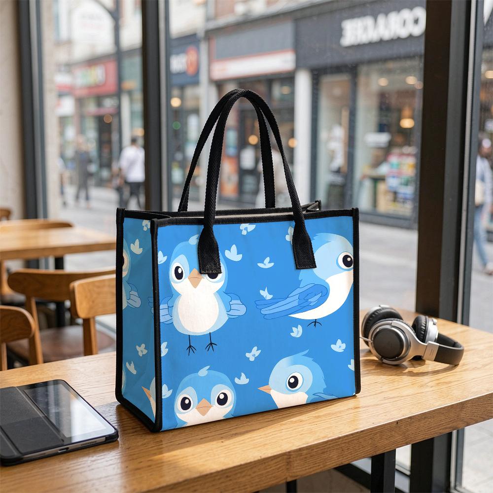 Cute Bird Pattern Tote Bag Casual Large Capacity Handbag for Daily Use