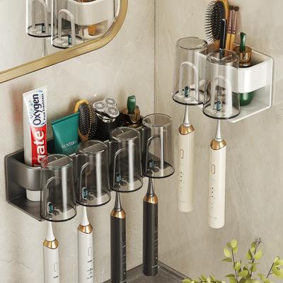 Aluminium Stanzfreier Wandmontierter Elektrischer Zahnbürstenhalter Zahnpasta Becher Aufbewahrungshaken Badezimmerzubehör Organizer