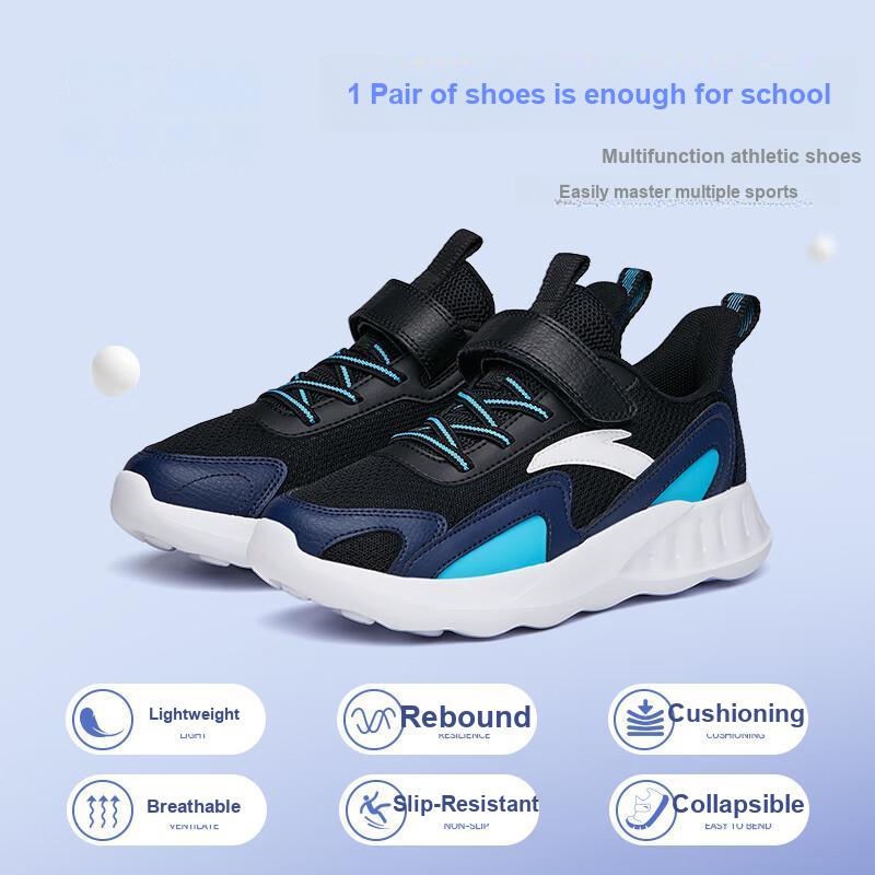 Anta Kids Shock Absorbing Low Top Running Shoes Kids sneaker Black Blue A312345568J-4