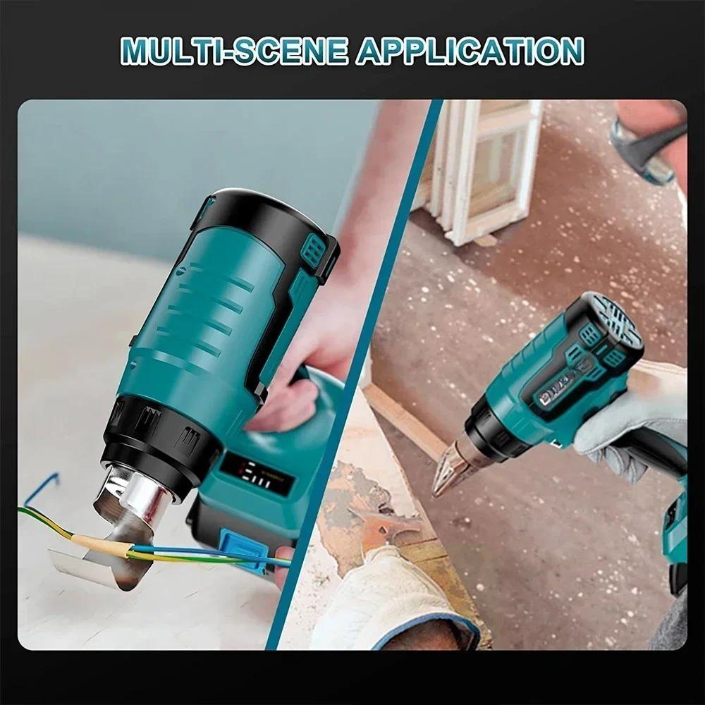 300W Cordless Handheld Hot Air Gun Machine Lithium Rechargeable Heating Equipment Portable Car Film Baking Gun