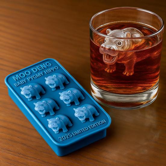 Hippo-shaped Ice Cube Mold Food Grade Silicone 6-Grids Ice Mould Collectible Ice Maker Drink Accessories