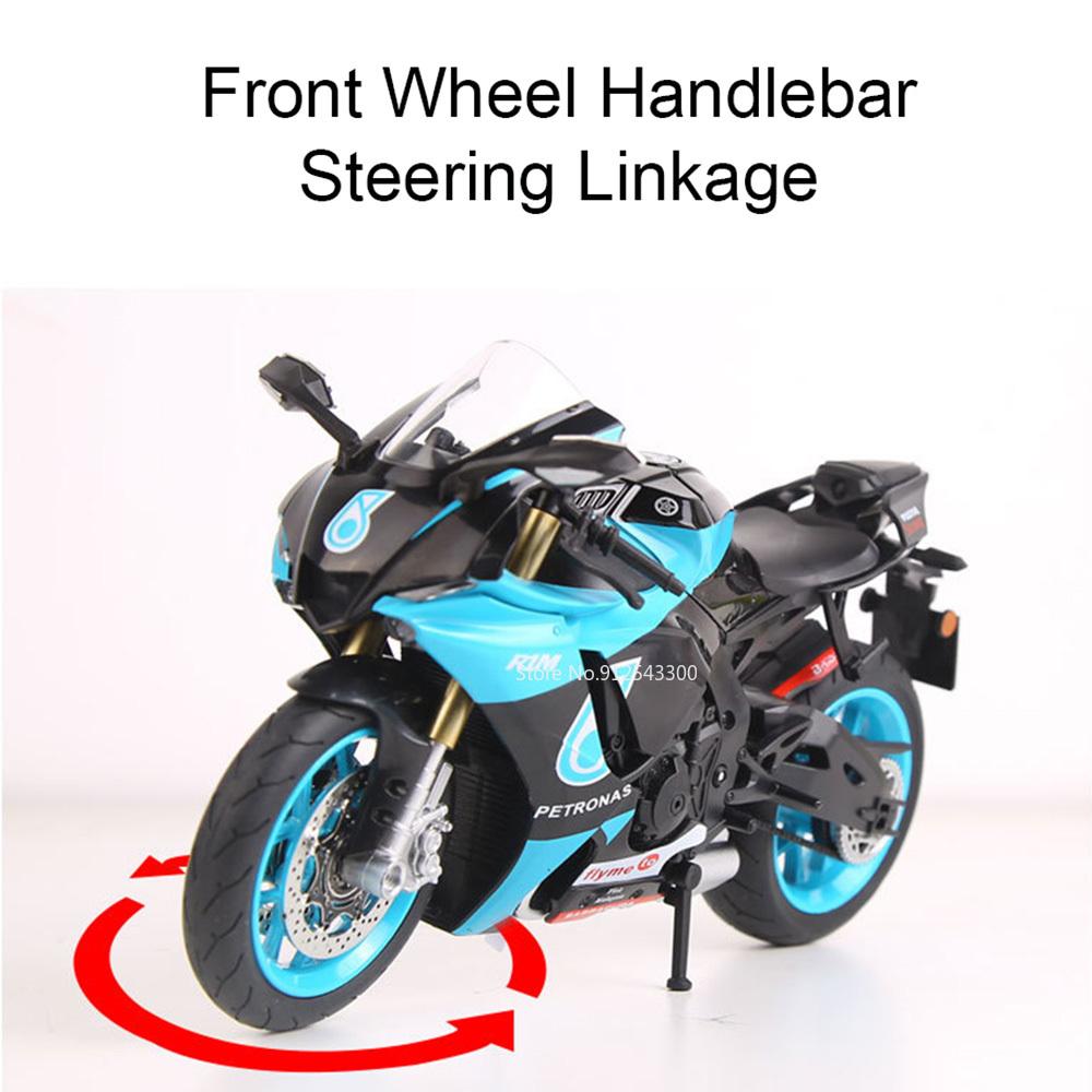 1:9 R1M SUZUKI GSX-1000R Motorcycle Model Toy Alloy Diecast Supportable Tripod Simulation Off-road Motor Models Toys Kids Gifts