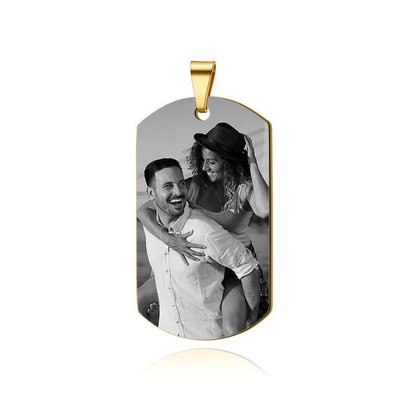 Personalized Stainless Steel Military Tag Photo Necklace with Laser Engraving for Couples