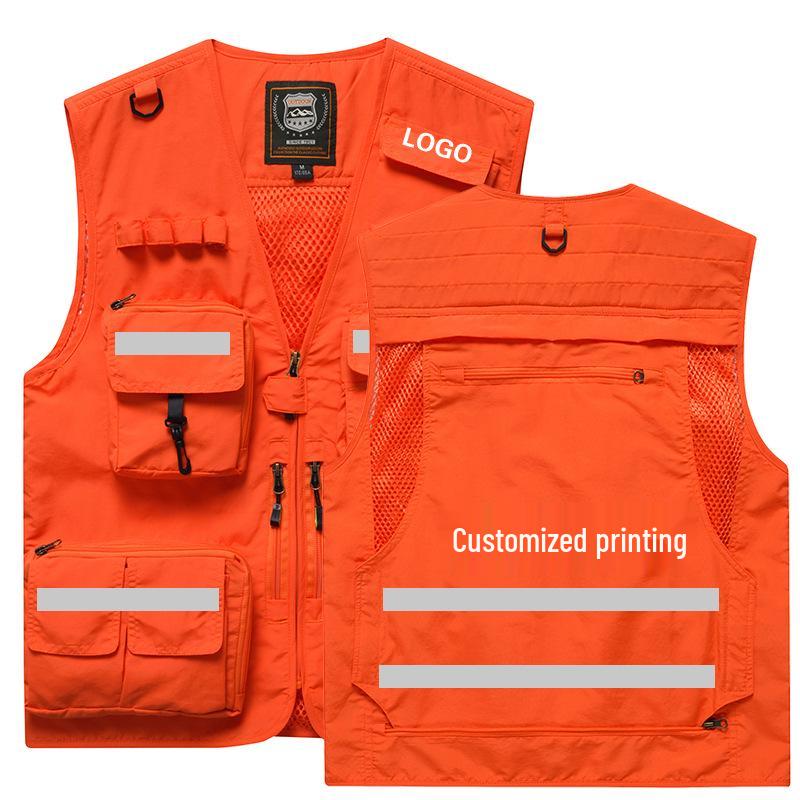 Vestă de pescuit pentru bărbați, cu buzunare multiple, pentru exterior, cu logo personalizat, disponibilă și mărimi mari