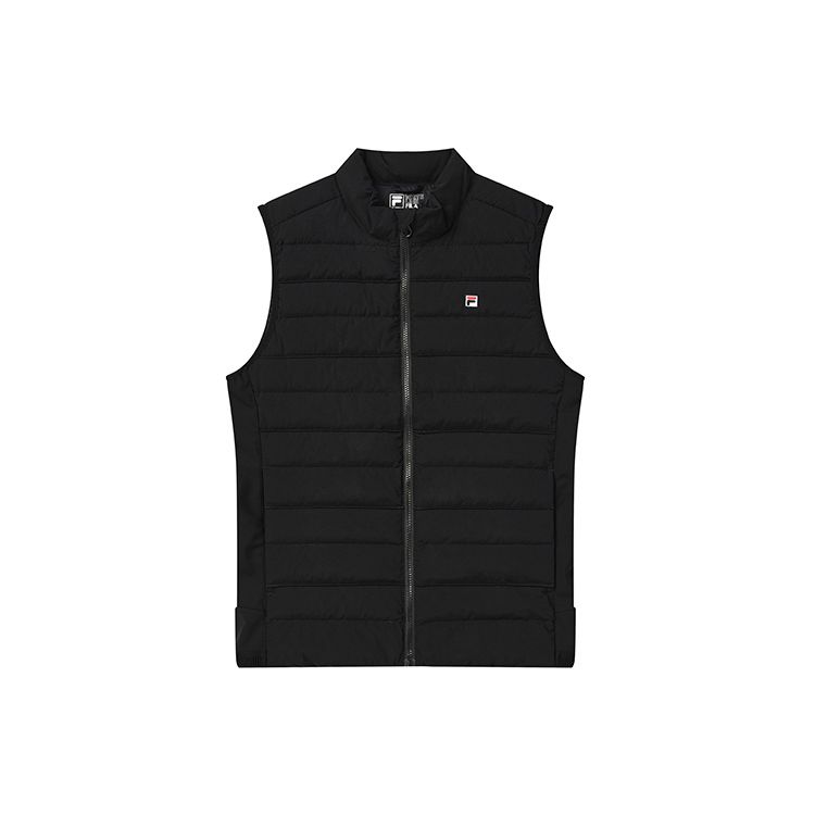 Fila FW22 Color Block Solid Letter Embroidery Casual Down Vest Men Vests Black F11M248912F-BK