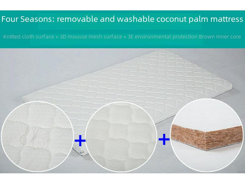 Saltea Eco-Friendly din Latex cu Fibră de Cocos pentru Bebeluși - Husa Detașabilă și Lavabilă pentru Nou-Născuți și Copii de Grădiniță