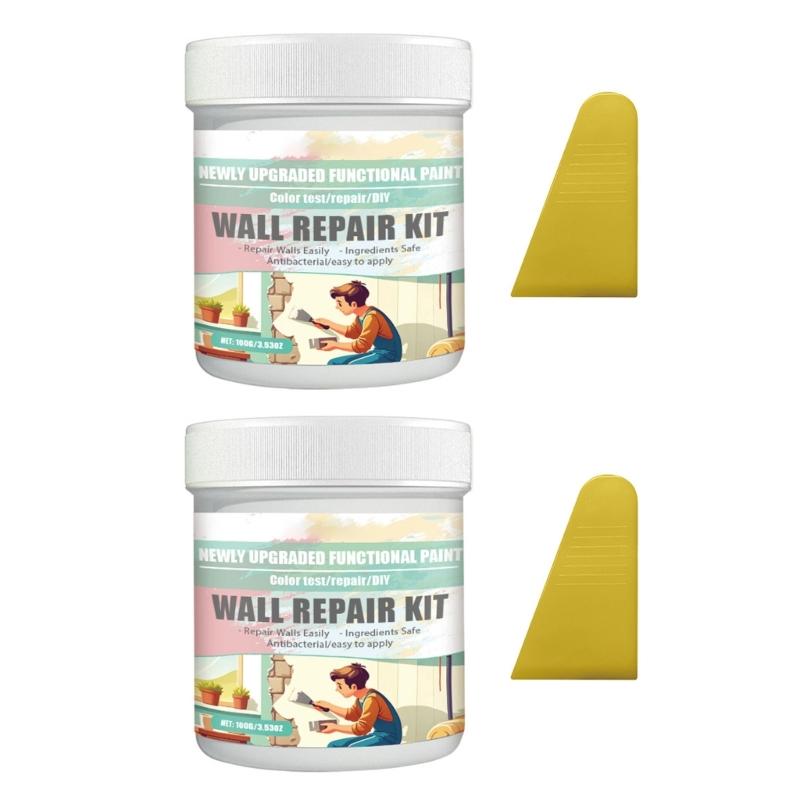 Crème de Réparation Murale Enduits de Réparation pour Plaques de Plâtre Solution Professionnelle pour Réparer les Trous dans les Murs 100g/Bouteille Enduits