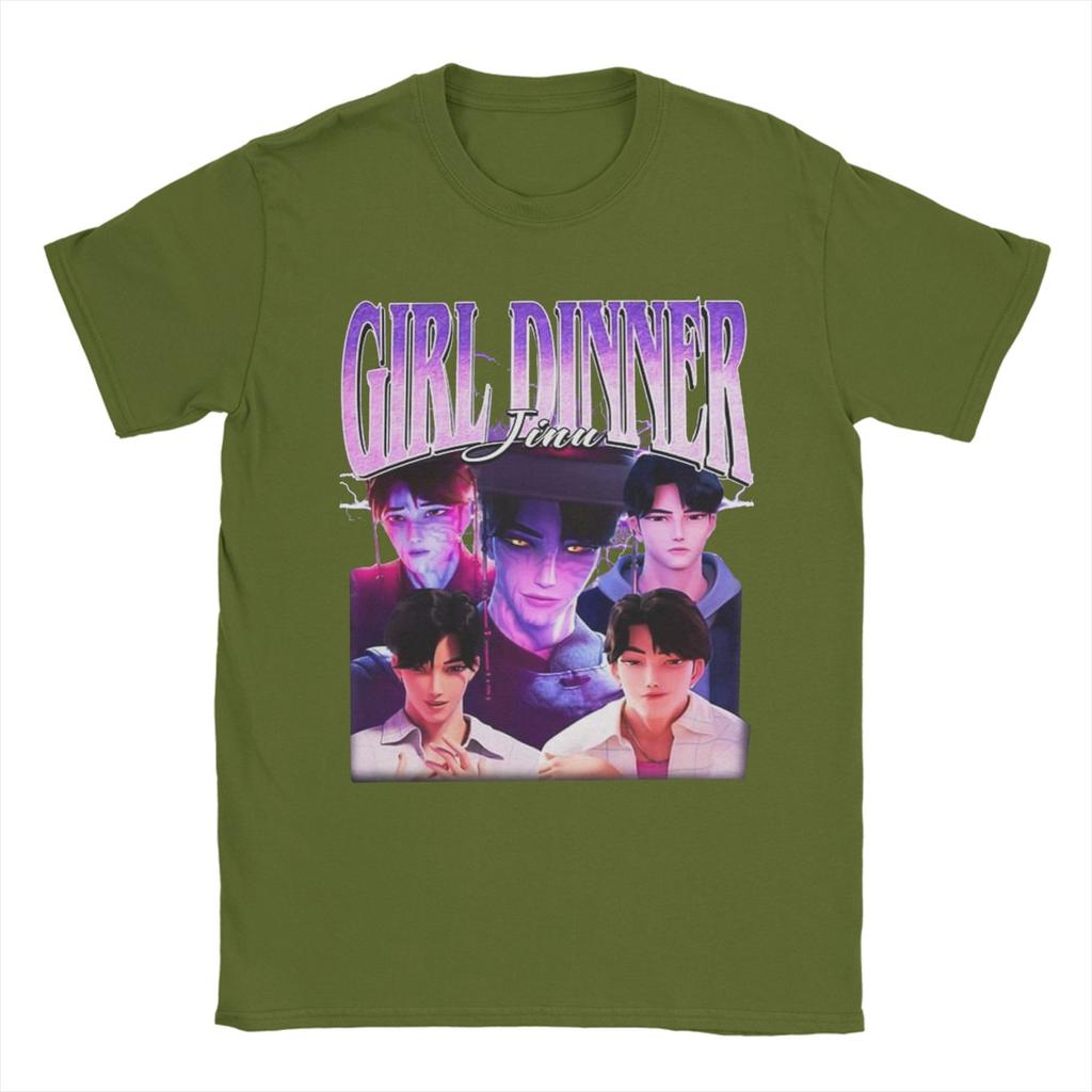 Girl Dinner Jinu Kpop Demon Hunters Villain T-Shirt Unisexs  Funny Pure Cotton T Shirts Summer  Design Oversized Clothing
