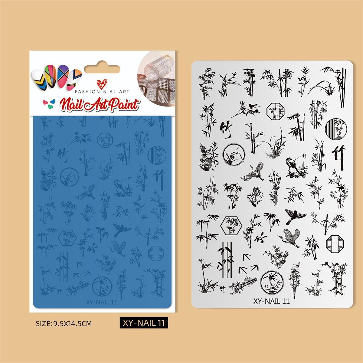 Пластина для стемпинга ногтей - Узоры бабочек, цветов и клетки