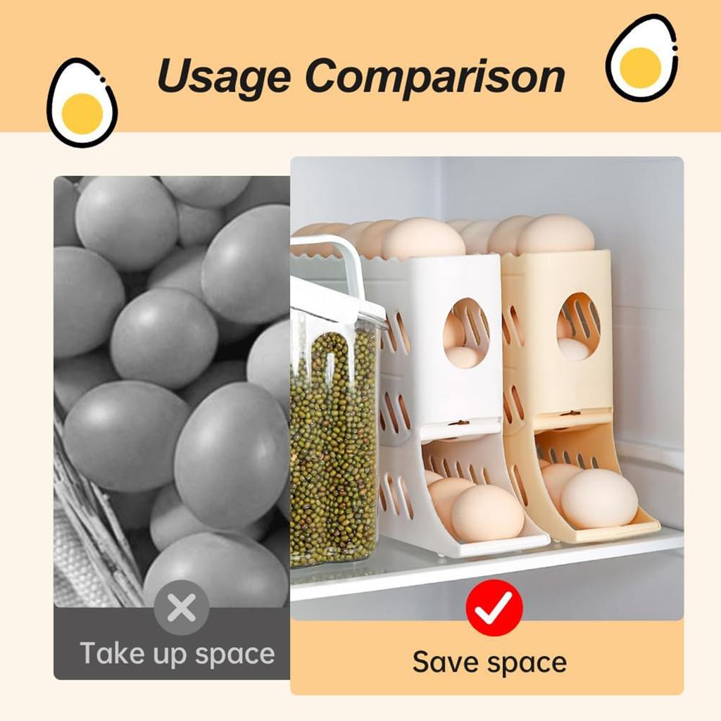 New Refrigerator Egg Rack, Automatic Rolling Egg Dispenser, Space-saving Refrigerator Egg Storage Box, Can Hold  30 Eggs.