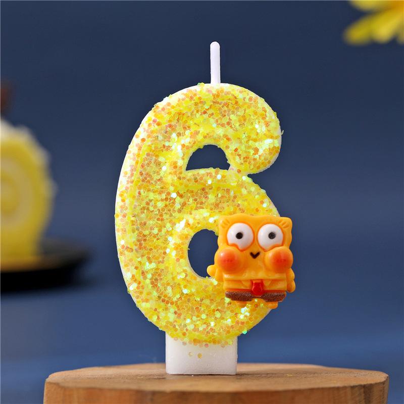 SpongeBob Digital First Birthday Glitter Candle