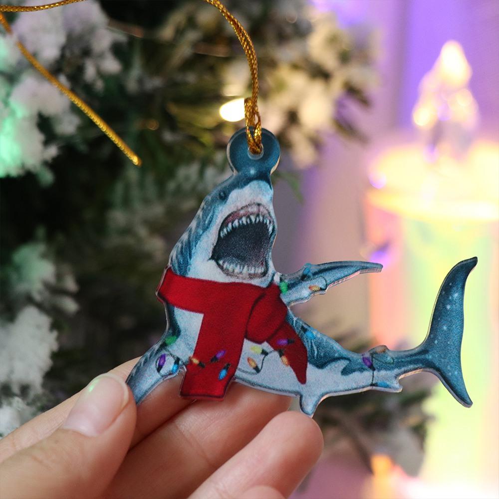 Hangings Shark Christmas Ornaments Acrylic Christmas Tree Decoration Christmas Shark Pendant  Party