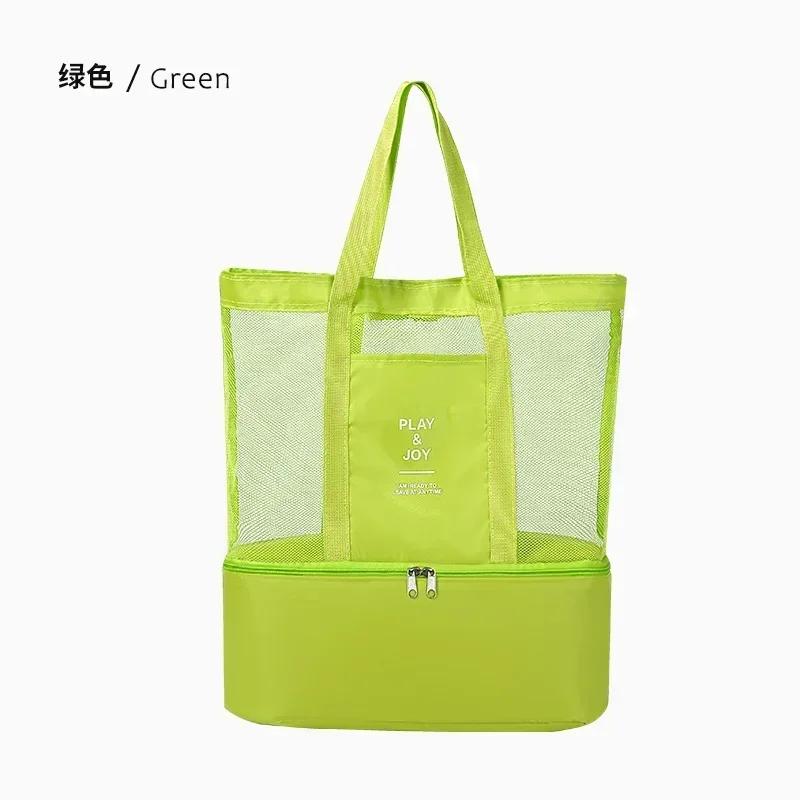 

Пляжная сумка для пикника на открытом воздухе, сетчатая прозрачная сумка большой вместимости, сумка-тоут с двойной изоляцией, офисный обед, закуска