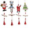 Christmas Style Decoration Wooden Xmas Tree Bell Hanging Pendant Ornament Handmade DIY Wood Crafts Kids Gift Party Decor