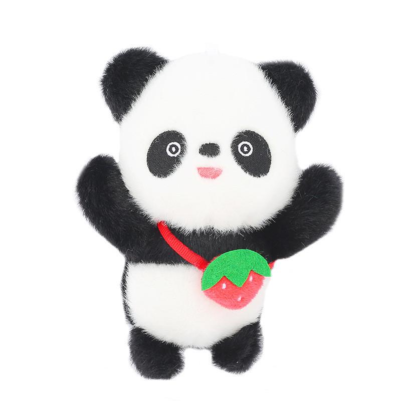 Adorable Panda Plush Keychain With Fruity Backpack Charm Premium Mink Fur Cute Animal Toy