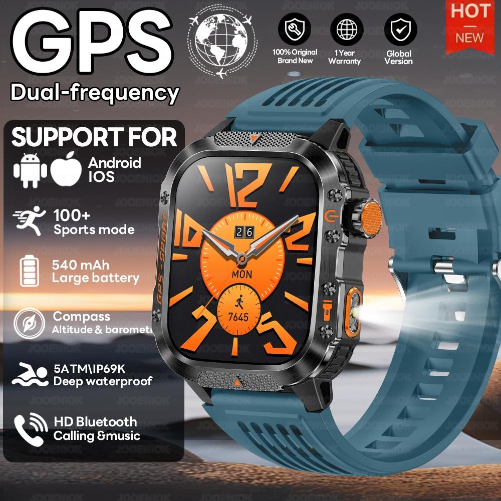 

GPS Smart Watch Men AMOLED Screen Built-in GNSS Compass 10ATM Waterproof 540mAh Battery Outdoor Military Smartwatch синий