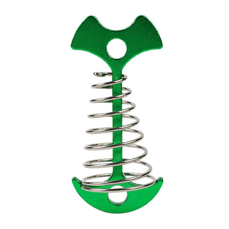 AOTU AT6546 Aluminum Alloy+Stainless Steel Tent Nail Fishbone Spring Stake Deck Anchor Peg Wind Rope Buckle