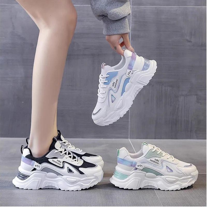 Fashion 2025 Sneakers Women Platform Flat Shoes Woman Shoes Green Casual Trainers Ladies Chunky Sneakers Women Shoes