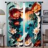 Modern Living Room Curtains 2 Pieces 3D Flower Curtains for Bedroom Blinds Blackout Curtain Partition Halloween Decoration Child