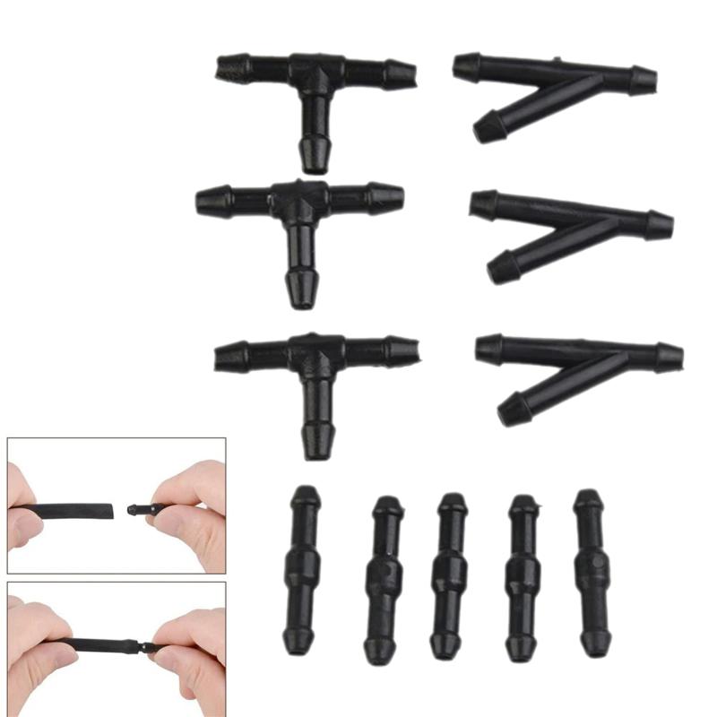 30Pcs T/Y/I 3 Types Car Windshield Washer Nozzles Hose Water Tube Connector Wiper Spray Pipe Joint Windscreen Wipers Accessories