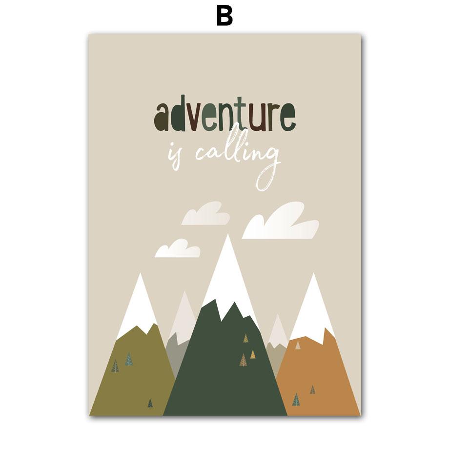 Boho Bear Sloth Mountain Sun Rainbow Nursery Posters Cartoon Wall Art Print Canvas Painting Baby Kids Room Home Decor Pictures