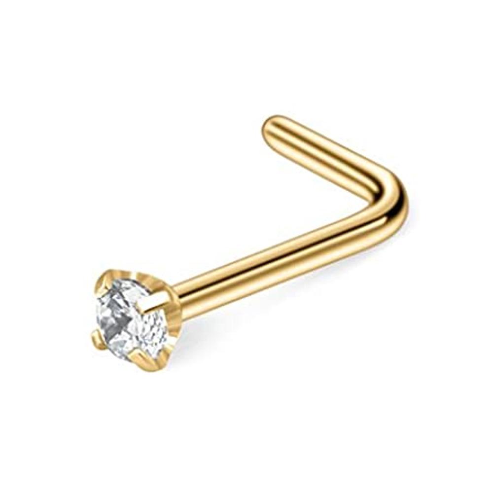 Multi-Color Zircon Stainless Steel S-Bar Nose Studs Jewelry