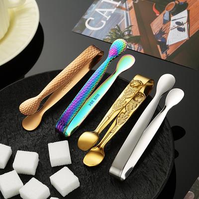 Stainless Steel Ice Cube Clips Vintage Colored Roses Ice Clip Portable Salad Barbecue Tongs Kitchen Bar Supplies