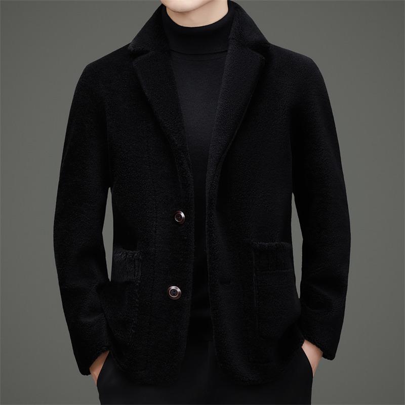 Men's 2025 Winter Fashion Lambswool Shearling Coat, Double-Sided Wear - Casual Style for Young and Middle-Aged