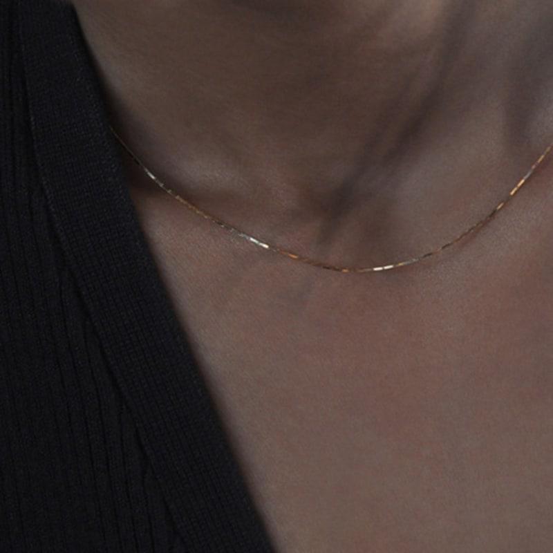 NJ JEWELRY Wire Silky Chain #square Necklace (14k/18k)