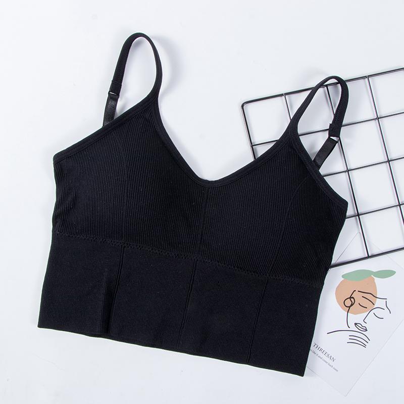 

Укороченный топ на бретелях, бесшовное нижнее белье, женские кроп-топы, сексуальное нижнее белье, нижнее белье со съемной мягкой майкой One size