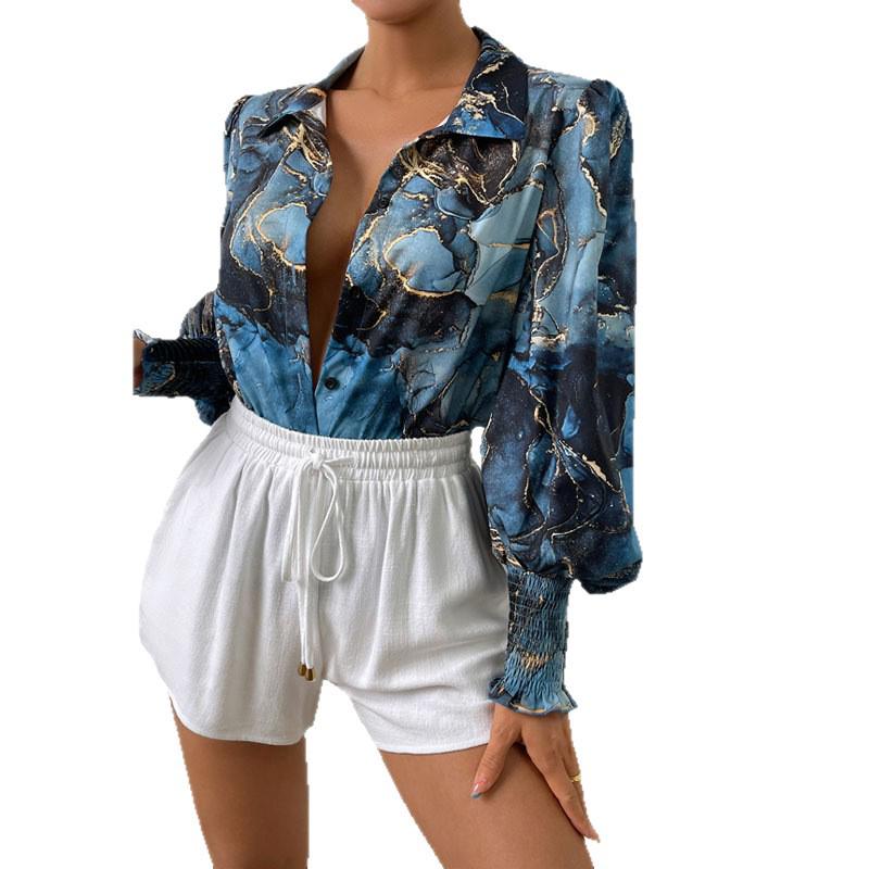 Women's Long-Sleeve Printed Shirt - European & American Autumn Style