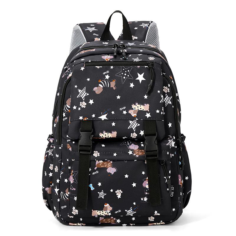 

Cartoon Print Backpack Large Capacity Student Schoolbag чорний