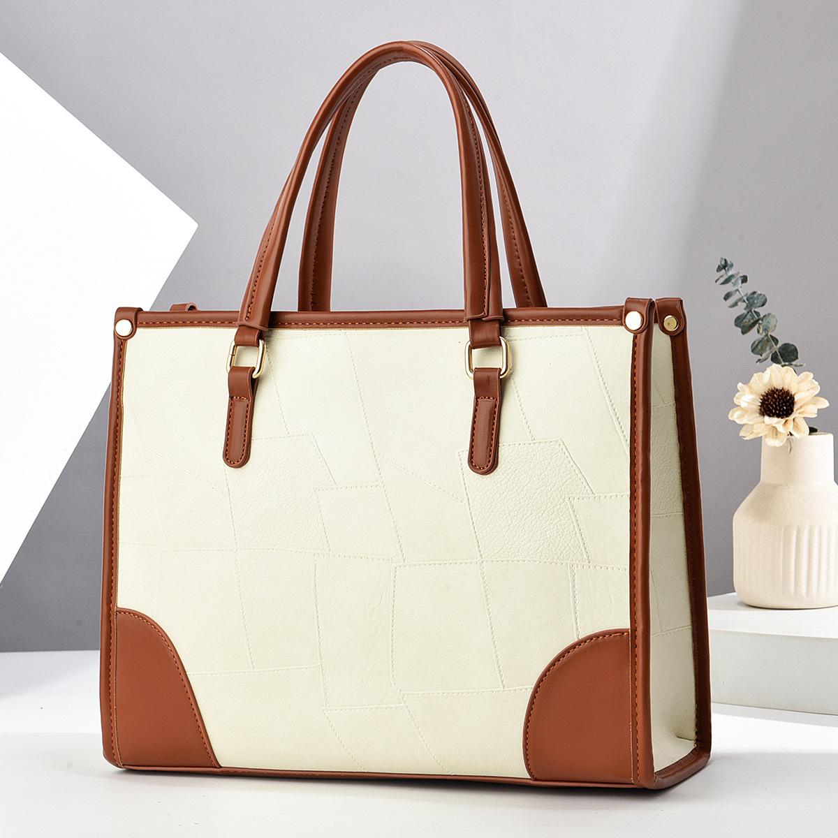 De Nieuwe Patchwork Steenpatroon Handtas, Macaron Elegante Enkelvoudige Schoudertas Eenvoudig en Veelzijdig Grote Capaciteit Crossbody Tas .