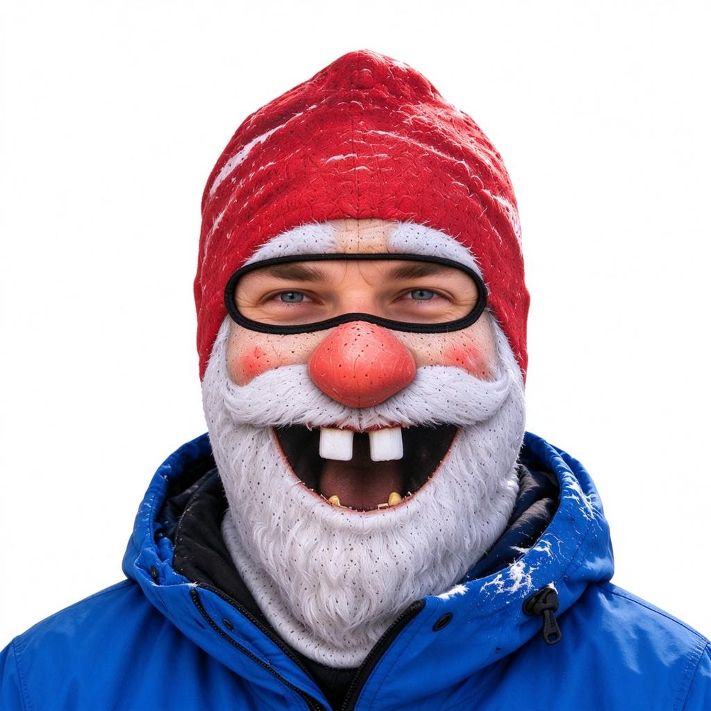 Funny Realistic Old Man Print Ski, 3D Full Face Winter Windproof Hat, Sunglasses Not Included