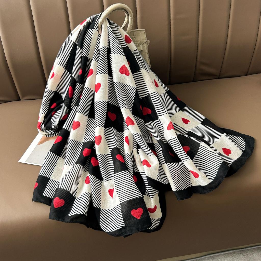 2025 New Cotton and Linen Feel Simple Color Matching Scarf Korean Version Fashion Foreign Style Travel Sunscreen Yarn