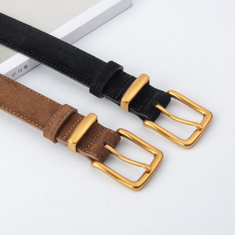24 Women'S Four Seasons Available New Sandalwood Suede Leather Belt, Cowhide Casual Pants, Denim Skirt Decoration, High-End Feel Belt