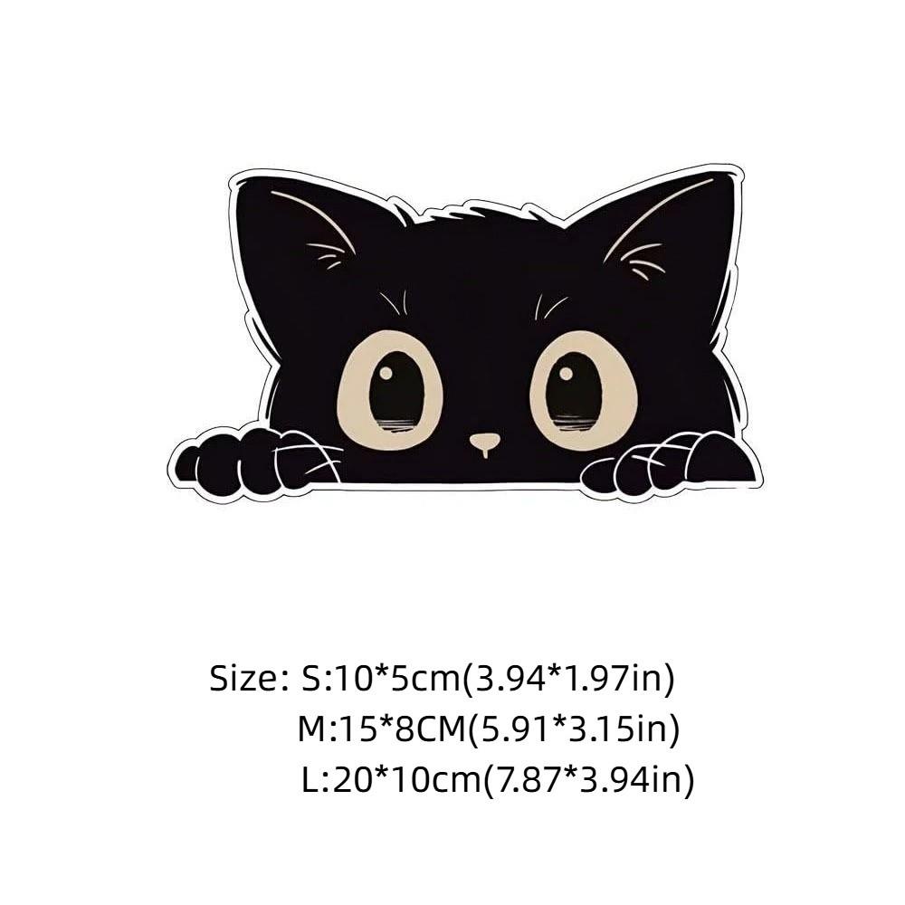 10pcs Peek-a-Boo PVC Decals Black Funny Kitty Decals Cartoon Car Styling Cover  Laptop