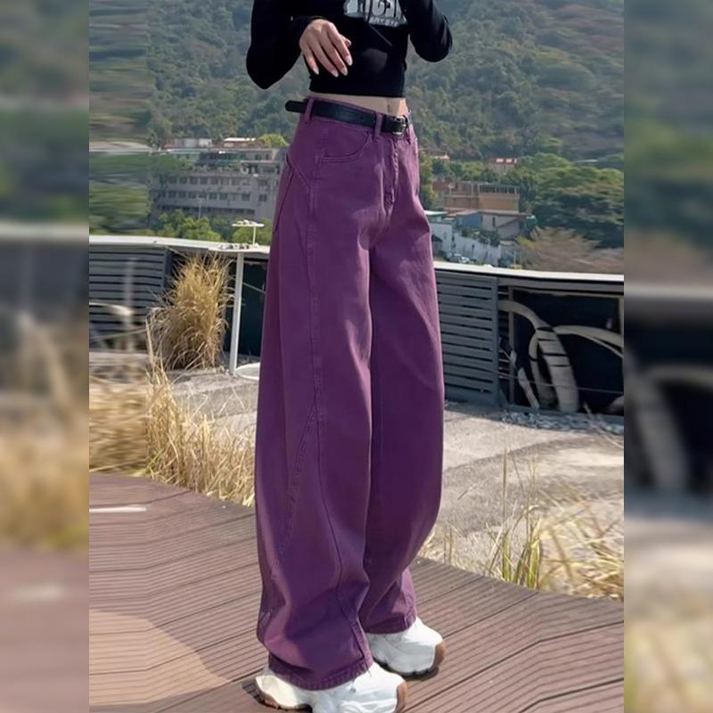 Women s Plus Size High-Waist Retro Wide-Leg Jeans L
