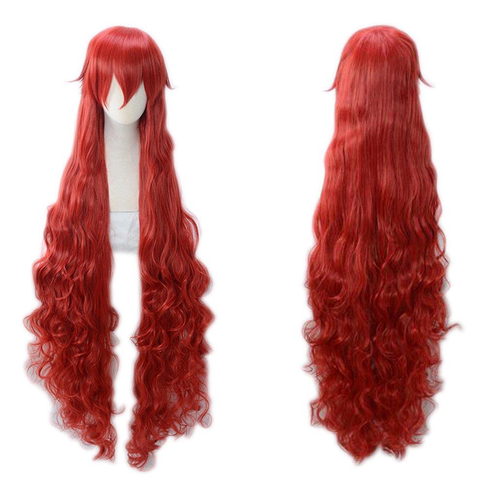 Cosplay Long Perfect for or Costumes 3 Bonus Items Heat-resistant Wig, Hair, Crimson, Curly, 140cm, Events, Christmas, +