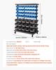 7-Tier Double-Sided Rolling Bin Storage Rack, 94 Plastic Bins, Dual-Sided Parts Organizer with Wheels, Mobile Tool Organizer for Garage, Warehouse,